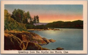 Postcard Greetings from Ste. Agathe des Monts Quebec Scenic View Lake - Picture 1 of 2