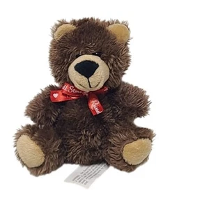Russell Stover Mini Orsacchiotto Peluche Peluche Giocattolo 5" Marrone Rosso Fiocco - Foto 1 di 8