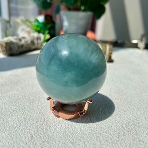 385g 61mm Natural Gray-green Fluorite Ball Sphere Quartz Crystal Mineral Healing - Picture 1 of 9