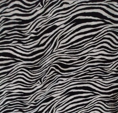 Marcus Brothers Black White Stipe Zebra Print Cotton Fabric BTY - Image 1 of 2