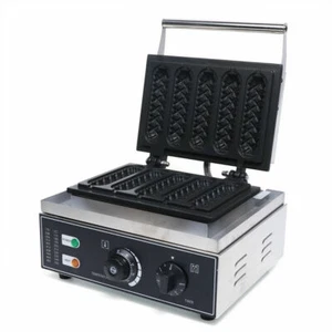 Commercial Nonstick Waffle Dog on A Stick Maker Electric 5pc Lolly Baker Machine - Picture 1 of 11