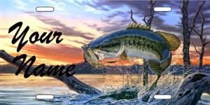 Fishing License Plate Add Your Name Bass Plate - Picture 1 of 7