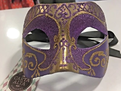 Venetian Eye Mask - Purple / Gold (proper Quality Mask) - Image 1 of 3