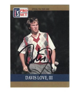 Tarjeta de golf Davis Love III firmada autografiada 1990 Pro Set PGA Tour Foto 1 de 2
