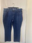 Lee Slim Fit Cigarette Crop High Rise Women Sz 22 Blue Jean Pull Up Pre-Owned