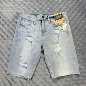 Aeropostale Jorts Shorts Mens 27 Denim Cut Off Distressed Ripped Flex Effect NWT - Picture 1 of 14