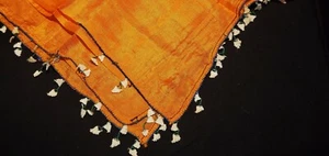 Türkisch Vintage orange Seide Schal Zierleiste traditionelle Nadelarbeit - Bild 1 von 9