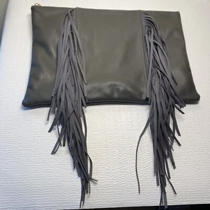DEUX LUX Black Leather Fringe Purse Bag. 13.5 X 9.5. - Picture 1 of 6