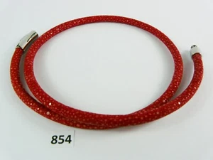 854) Luxuriöse Extravagante Rochenleder Collier Halskette 52 cm Edel Einzigartig - Picture 1 of 6