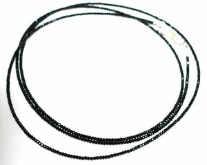 925 Sterling Silver Black Spinel Gemstone 2 mm Round Beads 22" Strand Necklace P - Picture 1 of 3