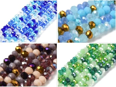 facettierte Glasperlen Kristall Perlen 8mm Mix basteln Rondell DIY rund Strang - Bild 1 von 4