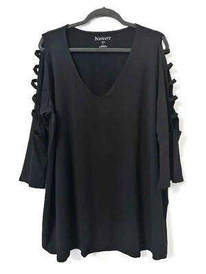 Nuevo con etiquetas Top túnica Roamans para mujer talla 18 20 negro hombro frío cuello en V Foto 1 de 4