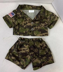 Build-A-Bear Camouflage Army Military Camo Pants Shirt Digital BABW Flag Patch - Bild 1 von 7