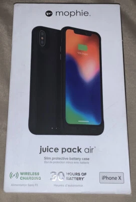 NUEVA Funda Protectora Negra Mophie Juice Pack Air Slim Batería para iPhone X Foto 1 de 4