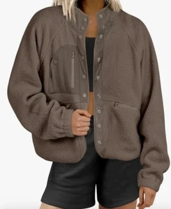 ANRABESS Womens Fleece Jacket Button Down Shacket Casual Sherpa - Free Shipping - Picture 1 of 3