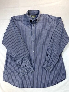 Eddie Bauer Shirt Medium Blue Purple Striped Mens Wrinkle Resistant Button Up - Picture 1 of 16