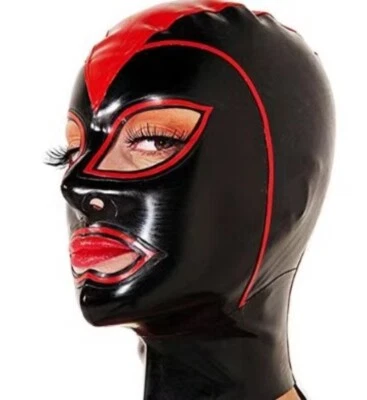 Latex Hood Gummi Rubber Mask with Back Zipper Cosplay Costume Fetish Clubwear - Image 1 of 3