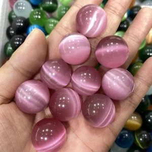 10pcs Wholesale Pink Cat's Eye Ball Quartz Crystal Sphere Reiki Healing 20mm+ - Picture 1 of 12