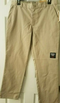 NUEVO CON ETIQUETAS Dockers Niños 32H Husky Caqui Ropa Escolar Pantalones Frente Plano Cintura Ajustable Foto 1 de 4