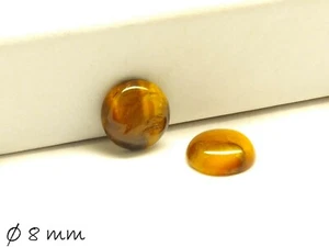 2 uds. Cabujones de piedras preciosas ojo de tigre para pegar en monturas, Ø 8 mm - Imagen 1 de 1