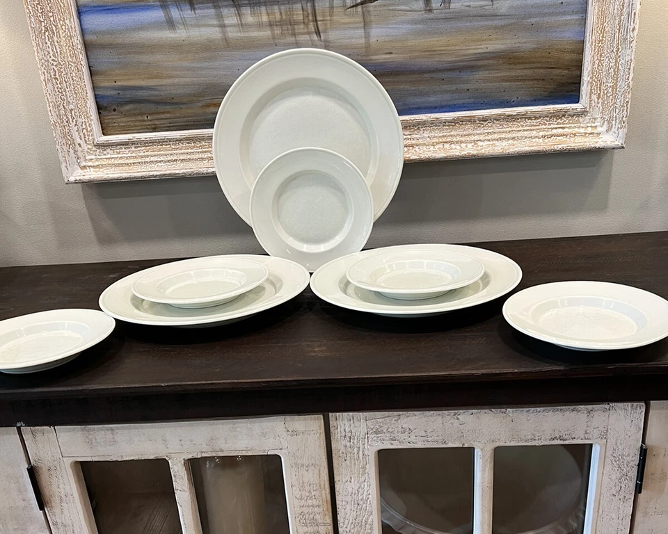 HTF Dansk Graphics White Geometric 8 Pc Plate Set 3 Dinner 5 Salad/bread (READ) - Image 1 of 4