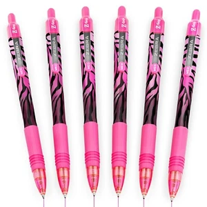 6x Zebra Z-Grip penna a sfera liscia - canna rosa a righe fiamma funky - inchiostro rosa - Foto 1 di 3