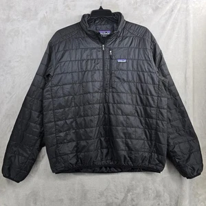 Vtg Patagonia Mens XL Black Nano Puff Pullover 1/4 zip Jacket Lightweight - Picture 1 of 8