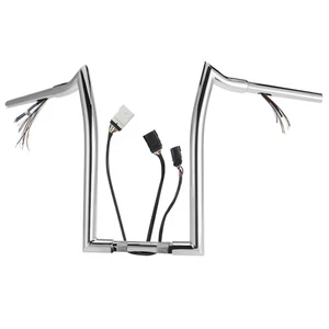 Manillar Meathook precableado de 14 pulgadas de elevación para Road Glide 2008-2013 plateado específico - Imagen 1 de 6