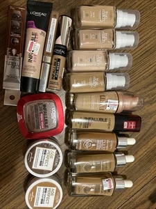 Lot Of L'Oreal Paris Liquid Foundation , Concealer, And Powder Mixed bundle,  - Picture 1 of 5