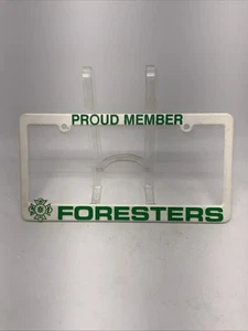 IOF Proud Forester Plastic License Plate Frame. White Green - Picture 1 of 3