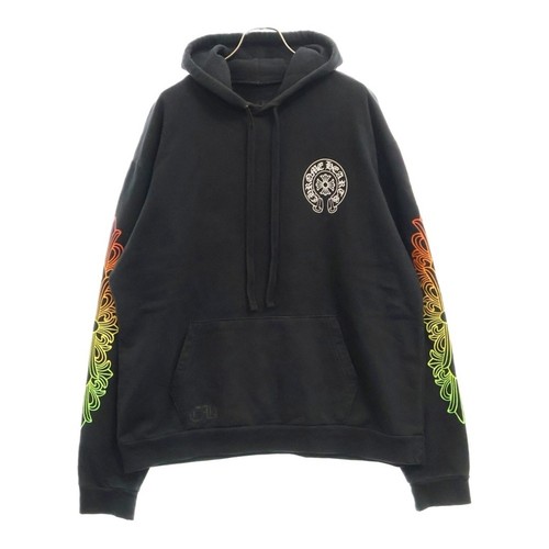 Felpa con cappuccio pullover CHROME HEARTS SWTSHRT PLVR stampa cerchio sfumato nero usata d9bf
