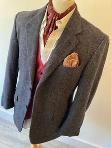 VINTAGE mens ADOLFO GREY PURE WOOL COUNTRY TWEED SPORTS JACKET BLAZER 40" - Picture 1 of 9