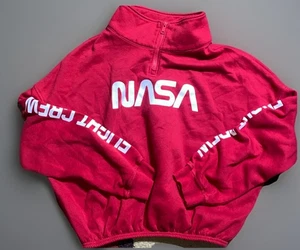 Hyperspace Large roter NASA Pullover mit halbem Reißverschluss rotes Logo Crop - Bild 1 von 9