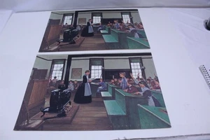 2 Vintage 1966 Michigan Bell Telephone Historical Painting Prints - Picture 1 of 10