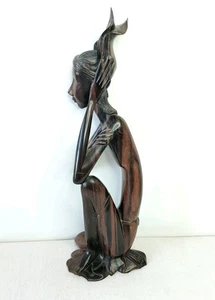 Bali Carved Sculpture Wood Woman Vintage Home Office Decor Art - Picture 1 of 6