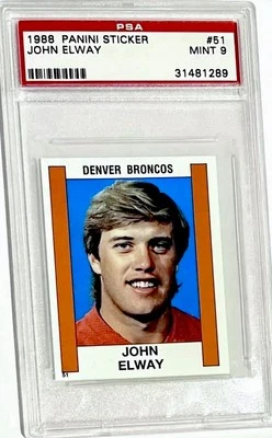 1988 PANINI JOHN ELWAY PSA 9 ((RARE EARLY NFL)) S.B. CHAMP **SUPER SCARCE** - Image 1 of 4