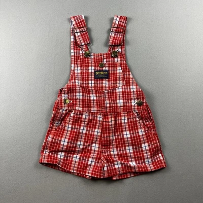 Mono vintage OshKosh B'Gosh niño pequeño 3T rojo a cuadros chaleco algodón hecho en EE. UU. AÑOS 90 Foto 1 de 4