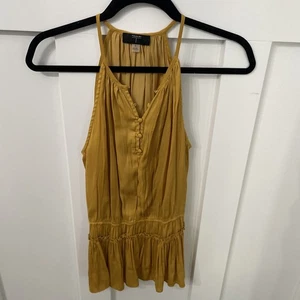 Damen Neckholder Top Tahari goldgelb - kleiner Knopf - Satin - Bild 1 von 9
