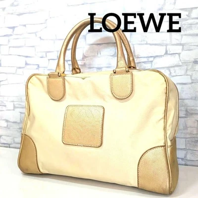 Raro Bolso de Mano LOEWE Amazona Nylon Cuero Dorado Foto 1 de 4