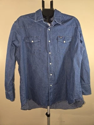 Camisa de Trabajo Wrangle Para Hombres Denim Perla Occidental A Presión Manga Larga Vaquero Rodeo 18/35 Foto 1 de 4