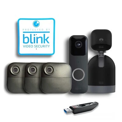 4 cámaras de seguridad inalámbricas 1080p Blink Outdoor con inclinación panorámica, timbre y USB Foto 1 de 4