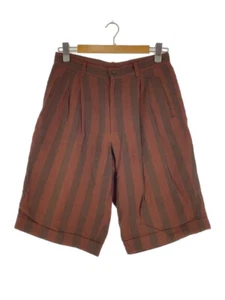 ISSEY MIYAKE SHORT PANTS MEN COLOR BROWN STRIPE MATERIAL LINEN SIZE L USED - Picture 1 of 5