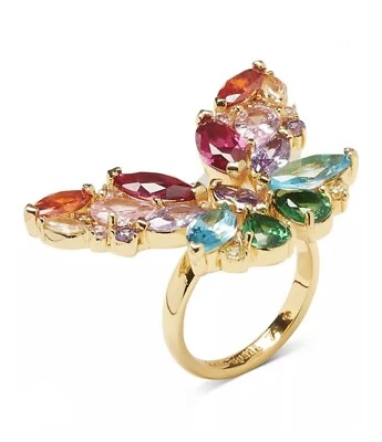Anillo Kate Spade Tono Dorado Multicolor Circonita Cúbica Mariposa Talla 7 Foto 1 de 4