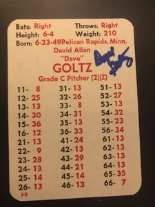 APBA Baseball Game Card DAVE GOLTZ autographed - Picture 1 of 2