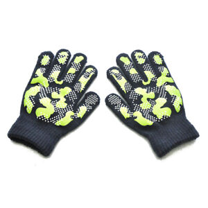 Kids Woolen Knitting Five Fingers Gloves Camouflage Soft Cool PVC Anti-skid 