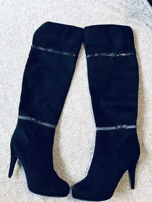 Botas Mujer Aldo Negro Gamuza Talla 9 Punta Redonda Foto 1 de 4