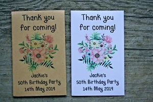 PARTY BAG FAVOURS 30 PERSONALISED SEED PACKETS BIRTHDAY FILLER GIFT 40TH 50TH - Picture 1 of 3