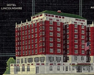 Boston MA Hotel Lincolnshire Charles St E B Thomas Art Deco Linen Postcard 1940s - Picture 1 of 4
