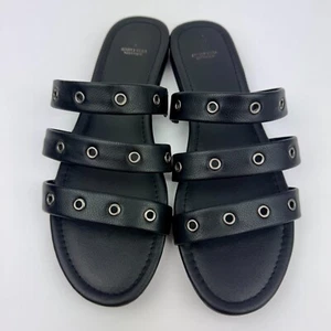 Simply Vera Wang Rivet Accent Black Flip Flop Slide Sandals Flat Size 7.5 Medium - Picture 1 of 6