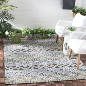 SAFAVIEH Outdoor VER095-0651 Veranda  Blue / Creme Rug - Picture 1 of 26